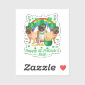 Cute Pugs Happy St. Patrick's Day Sticker (Vel)