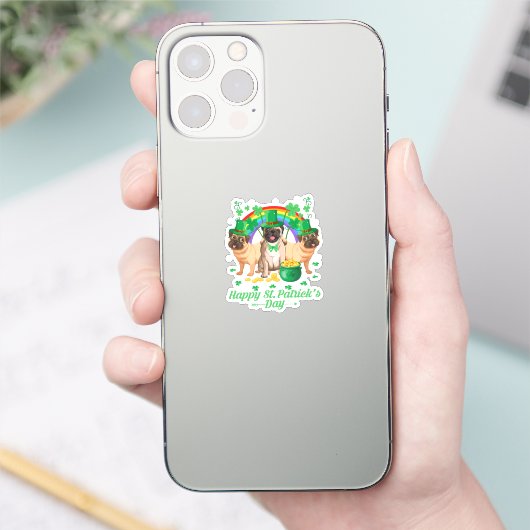 Cute Pugs Happy St. Patrick's Day Sticker (Telefoon)