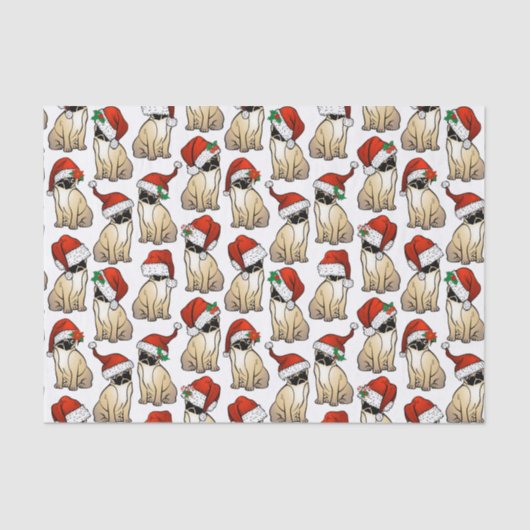 Cute Pugs in Santa Hats-kerstcadeautjes Tissuepapier (Voorkant)