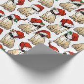 Cute Pugs in Santa Hats Kerstfeestdag Cadeaupapier (Hoek)