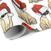 Cute Pugs in Santa Hats Kerstfeestdag Cadeaupapier (Rol Hoek)
