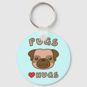 Cute Pugs Love Hugs Dog Sleutelhanger (Voorkant)