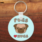 Cute Pugs Love Hugs Dog Sleutelhanger (Voorkant)