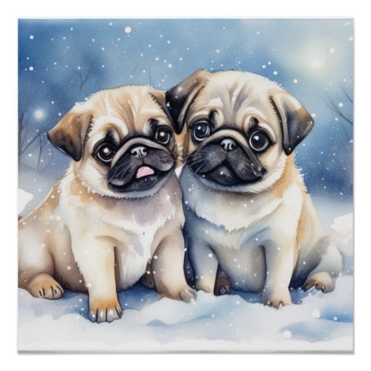 Cute Pugs Perfect Poster (Voorkant)
