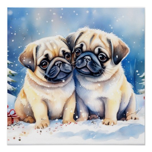 Cute Pugs Perfect Poster (Voorkant)
