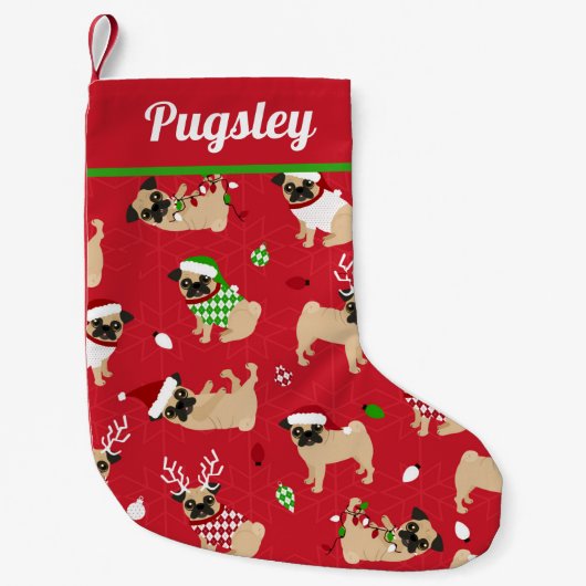 Cute Pugs Red Kleine Kerstsok (Voorkant)