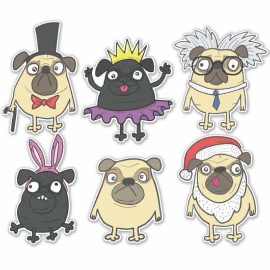 Cute Pugs Sticker (Voorkant)
