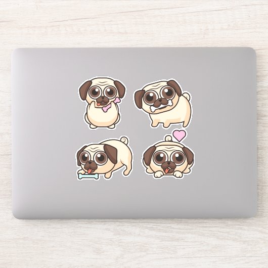 Cute Pugs Sticker (Computer)
