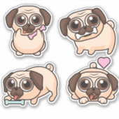 Cute Pugs Sticker (Voorkant)