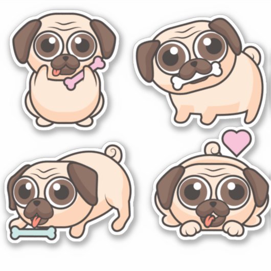 Cute Pugs Sticker (Voorkant)