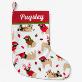 Cute Pugs White Kleine Kerstsok (Voorkant)
