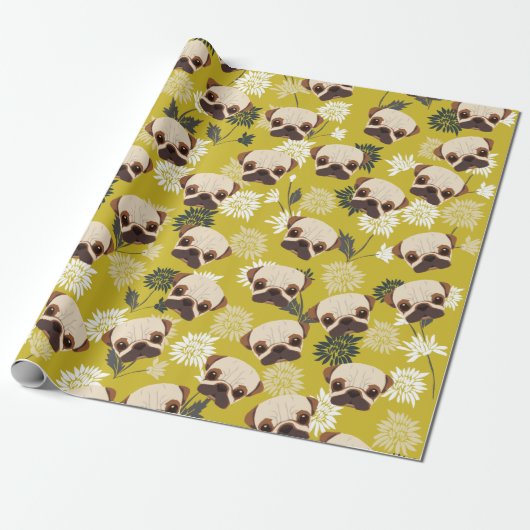 Cute Pugs Wrapping Paper Cadeaupapier (Uitgerold)