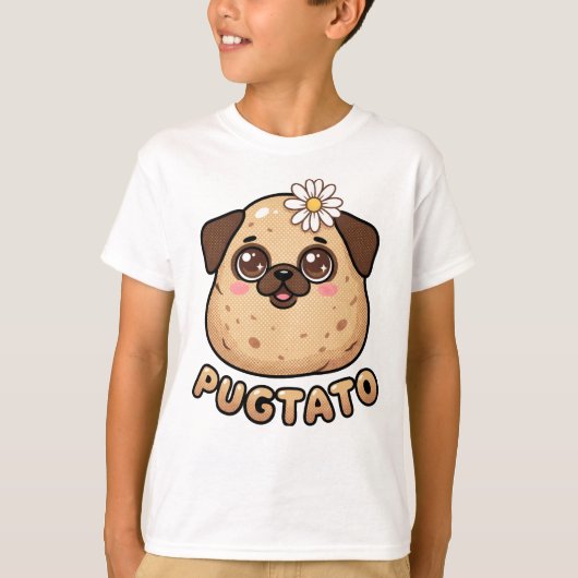 Cute Pugtato Funny Pug Potato Pun Kawaii Kids T-Sh T-shirt (Voorkant)