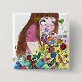 Cute Puke Vierkante Button 5,1 Cm (Voorkant)