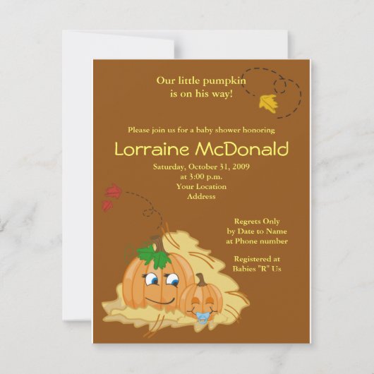 Cute Pumpkin Autumn Herfst Baby shower Kaart (Voorkant)