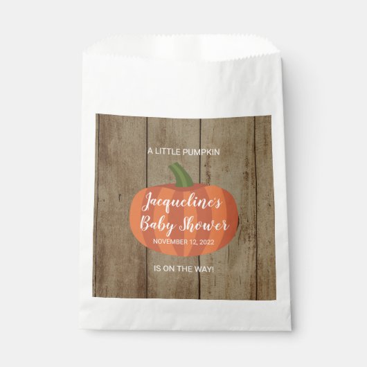 Cute Pumpkin Autumn Herfst Rustic Baby shower Bedankzakje (Voorkant)