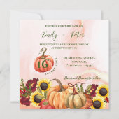 Cute Pumpkin Autumn Leaves Sunflower Fall Wedding Kaart (Voorkant)