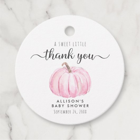 Cute Pumpkin Baby Girl Shower Thank You Bedankjes Labels (Voorkant)