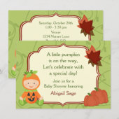 Cute Pumpkin Baby Halloween Baby shower Invitation Kaart (Voorkant / Achterkant)