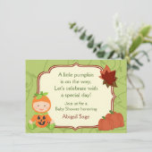 Cute Pumpkin Baby Halloween Baby shower Invitation Kaart (Staand voorkant)