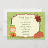 Cute Pumpkin Baby Halloween Baby shower Invitation Kaart (Achterkant)