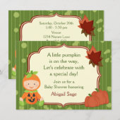 Cute Pumpkin Baby Halloween Baby shower Invitation Kaart (Voorkant / Achterkant)