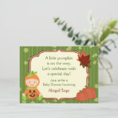 Cute Pumpkin Baby Halloween Baby shower Invitation Kaart (Staand voorkant)