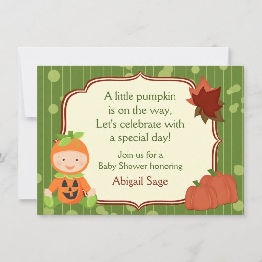 Cute Pumpkin Baby Halloween Baby shower Invitation Kaart (Voorkant)