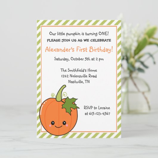 Cute Pumpkin Birthday Kaart (Staand voorkant)