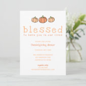 Cute Pumpkin Blessed Polka Dots Thanksgiving Kaart (Staand voorkant)