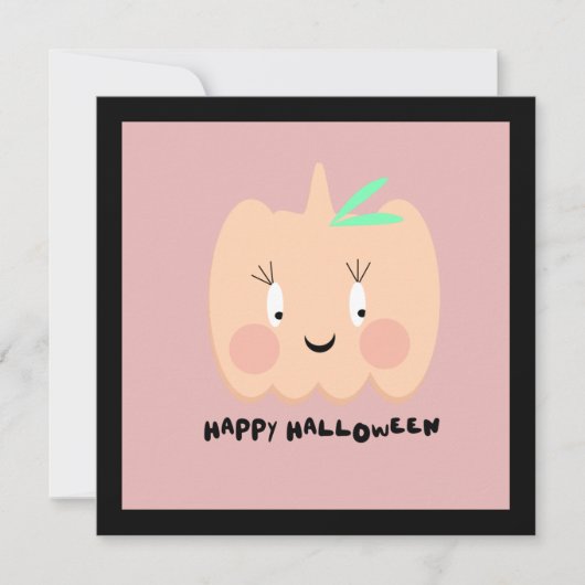 Cute Pumpkin Blushing Lettering Happy Halloween (Voorkant)