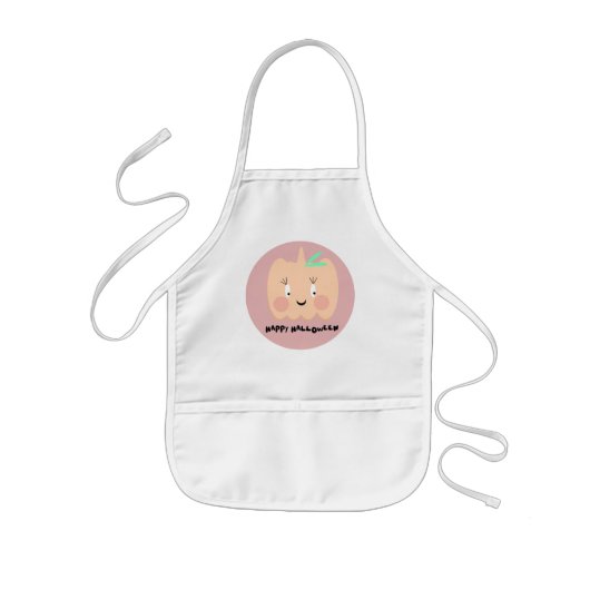 Cute Pumpkin Blushing Lettering Happy Halloween Kinder Schort (Voorkant)