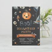 Cute Pumpkin Boo Crazy Halloween party Kaart (Staand voorkant)