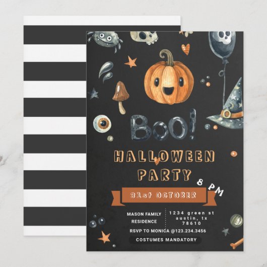 Cute Pumpkin Boo Crazy Halloween party Kaart (Voorkant / Achterkant)