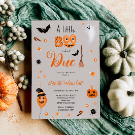Cute pumpkin Boo Halloween baby shower grijs Kaart