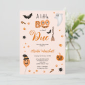 Cute pumpkin Boo Halloween baby shower roze Kaart (Staand voorkant)