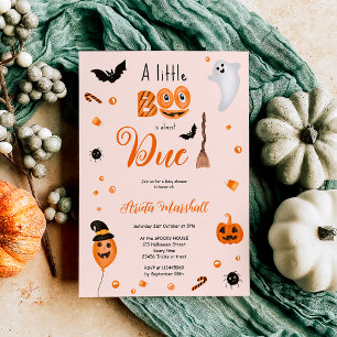 Cute pumpkin Boo Halloween baby shower roze Kaart