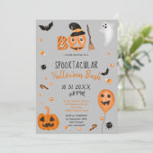 Cute pumpkin Boo Halloween bash grijs Kaart (Staand voorkant)