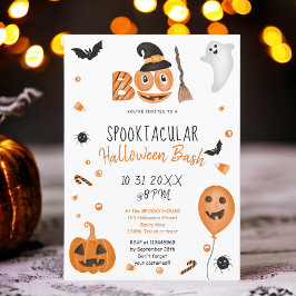 Cute pumpkin Boo Halloween bash party Kaart