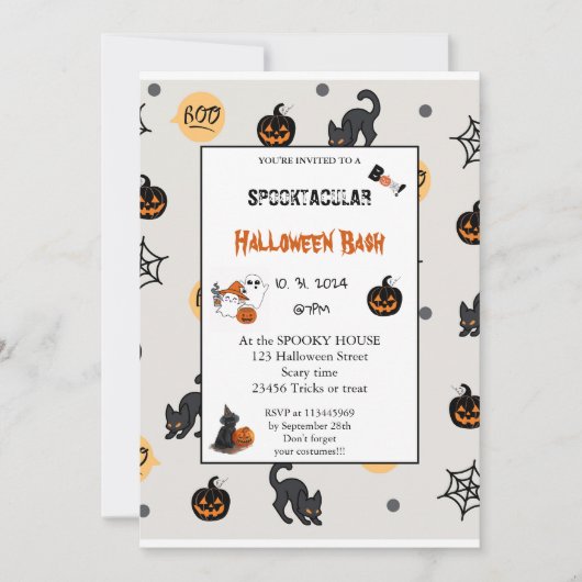 Cute pumpkin Boo Halloween bash roze Kaart (Voorkant)
