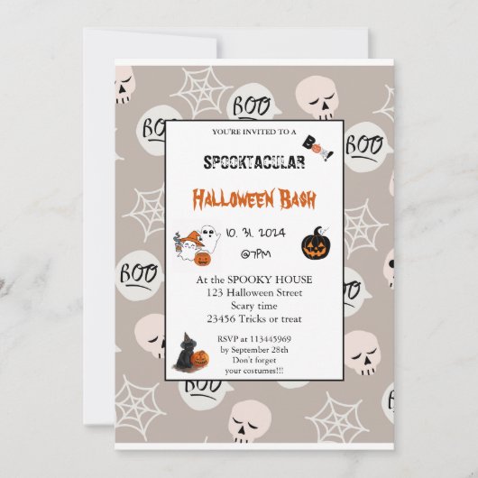 Cute pumpkin Boo Halloween bash roze Kaart (Voorkant)