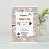 Cute pumpkin Boo Halloween bash roze Kaart (Staand voorkant)