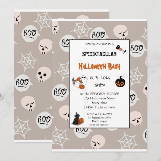 Cute pumpkin Boo Halloween bash roze Kaart (Voorkant / Achterkant)