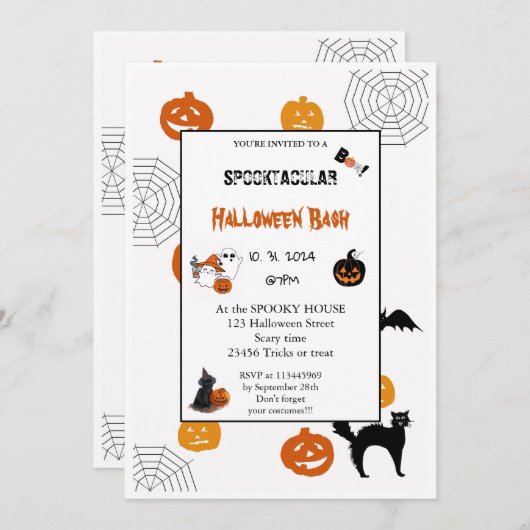 Cute pumpkin Boo Halloween bash roze Kaart (Voorkant / Achterkant)
