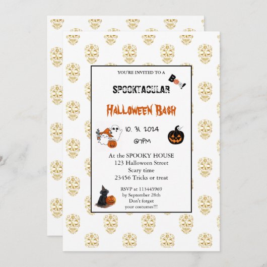 Cute pumpkin Boo Halloween bash roze Kaart (Voorkant / Achterkant)