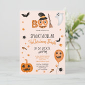 Cute pumpkin Boo Halloween bash roze Kaart (Staand voorkant)