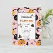 Cute pumpkin Boo Halloween bash roze Kaart (Staand voorkant)