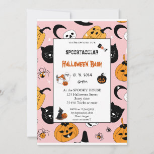 Cute pumpkin Boo Halloween bash roze Kaart
