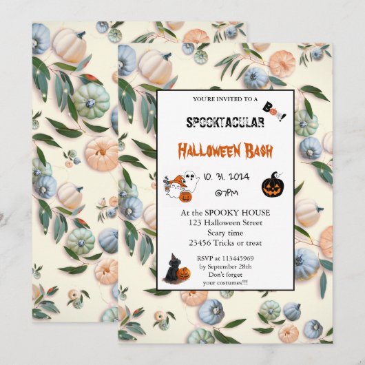 Cute pumpkin Boo Halloween bash roze Kaart (Voorkant / Achterkant)