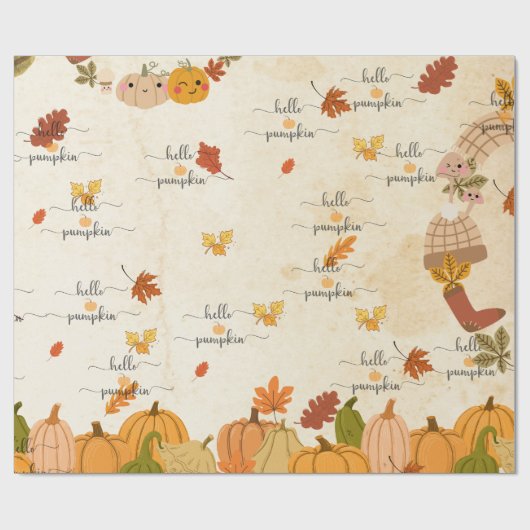 Cute Pumpkin Cadeaupapier (Vlak)